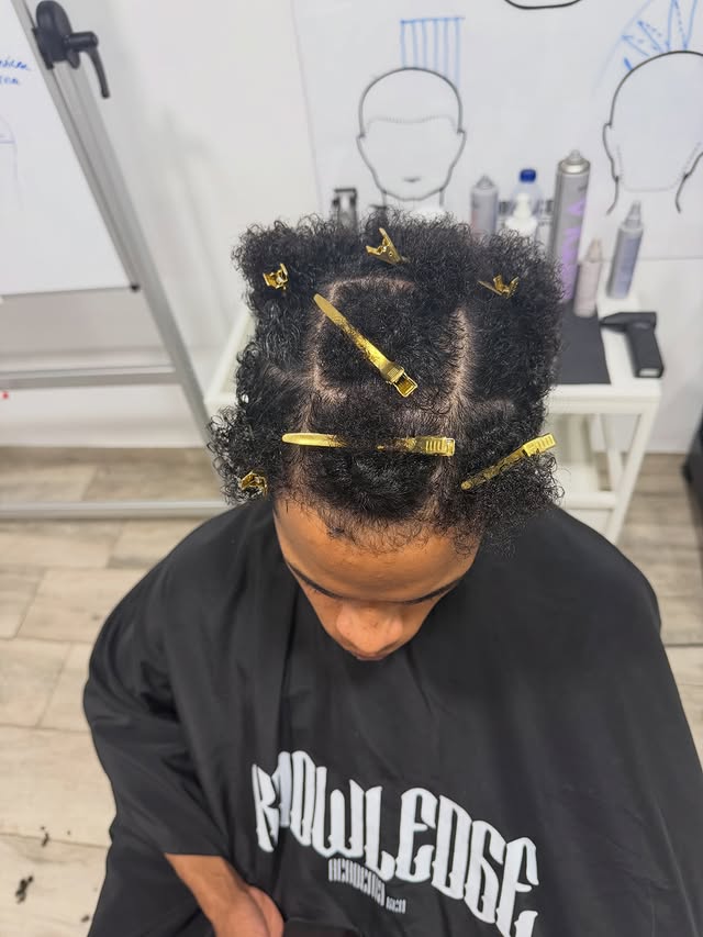 Sectorización sobre cabello rizado